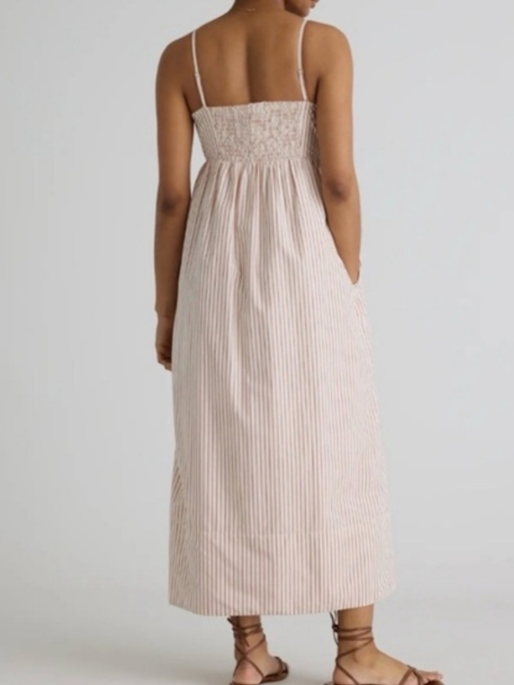 Quince Organic Cotton Sleeveless Maxi Terracotta Stripe Dress - Picture 3 of 9
